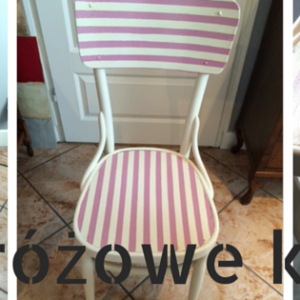 Krzesło w biało-różowe pasy DIY