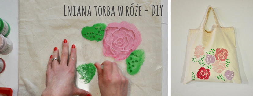 Malowanie na tkaninie, czyli lniana torba w róże krok po kroku. DIY